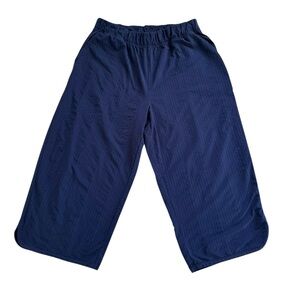 Title Nine Women’s Slaycation Wide Leg Cropped Pants Large Blue Travel Outdoors